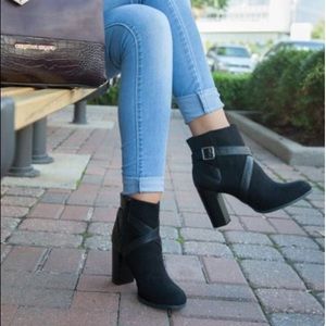 Christian Siriano faux suede ankle booties
